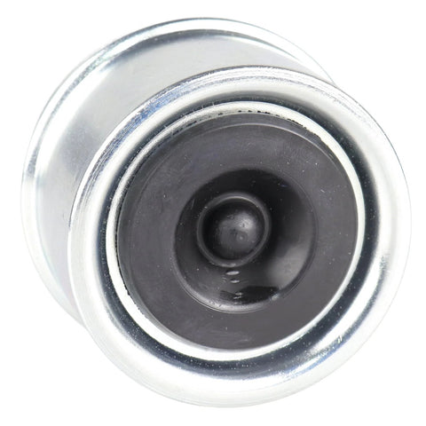 Front view of 30205 trailer wheel hub bearing with metal outer race and black seal, 25x52x16.25mm.