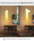 Shapes LED Wall Lights Kit With RGBW Panels, Sixteen Million Colors, Dope Smart Home Setup With Alexa And Google Assistant, Music Sync And Screen Mirror, Triangles Expansion Pack 3 Pack installed in living room
