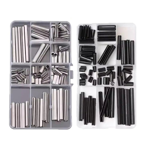 Spring Pins Assortment Kit M1.5 To M6 In 65Mn And 304 Stainless Steel Heavy Duty Dowel Pins Roll Pins Slotted Split Open
