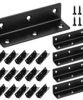 20 Pack Heavy Duty Metal L Brackets For Wood With Screws, Black 90 Degree Corner Braces For Furniture Repair, Shelves, Cabinets, Tables, And DIY Projects