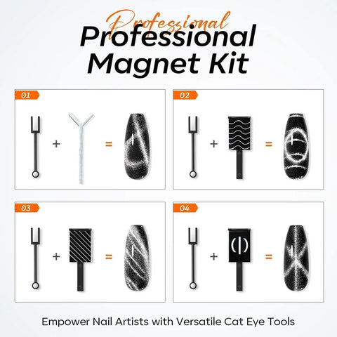 Cat Eye Nail Magnet Set 15Pcs Magnetic Nail Art Tools Kit With Circle, Square And Round Magnets To Create Dramatic Cat Eye Effects In Gel Polish For Dope At Home Or In The Salon