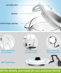 Dual Wall Cool Touch Electric Kettle With Borosilicate Glass Inner, 1.7L, 1500W Fast Boil, Cordless Hot Water Boiler features