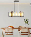 5 Light Gold Chandelier For Kitchen Island And Dining Room Boss Farmhouse Rustic Hand Painted Beech Wood Lantern Cage Frame With Black Finish Hallway And Bedroom Ready Rustic Modern Lighting Fixture above dining table
