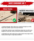 Comparison of steel cable vs synthetic rope for Portable Drill Winch 1500 Pound Capacity With 40 Foot Steel Cable And 360 Degree Swivel Hook