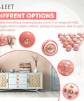 Assorted Ceramic Cabinet Knobs Set Of 20 In Pink And White For Vintage Cupboard Doors And Drawers Handmade Ceramic Hardware With Chrome Finish Easy Install Durable And Stylish Dope Retro Vibe displayed on cupboard
