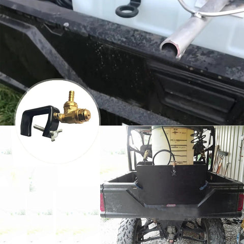 Boomless Spray Nozzle For ATV Sprayers With Brass Orifices 10 And 12 mounted on ATV, portable 3-inch unit, with inlet fitting options