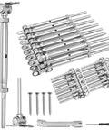 30 Pair Set 1/8 Inch Cable Railing Kit With Swage Toggle Turnbuckle Hardware showing stainless steel tensioners and hardware parts.