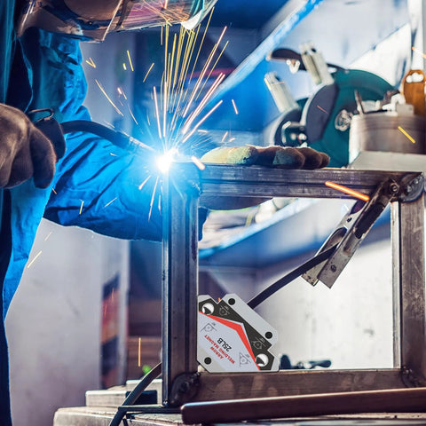 heavy duty welding magnets in use for precise metal alignment during welding