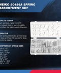 200 Piece Spring Assortment Kit With Zinc Plated Steel Compression And Extension Springs Assorted Sizes For Home Repairs And DIY Projects Durable 75 Coil For Small Tension Needs displayed in labeled case