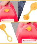 Gas Can Spout Replacement Kit With 19 Pcs Nozzles For One Half, Five, Ten Gallon Cans, showing spout and vent cap on red can