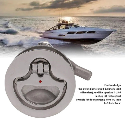 Depisuta boat cam latch, marine-grade 316 stainless with red dot indicator and adjustable arm for 2.05in hole, close-up