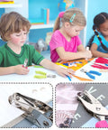 Children using 12 Piece Handheld One Quarter Inch Hole Punch Set With Grip Handles For Do It Yourself Crafters Scrapbookers Card Makers And Notebook Projects Multicolor Circle Paper Punches.