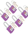 5 Pack 38mm Industrial Safety Padlocks Lockout Tagout Kit With 10 Keys And Writable Labels NonConductive For Machine Building Electrical Maintenance Built Tough As Nails And Resists Impacts Standing Strong Through Freezing Or Scorching Temps. Purple 38mm nylon plastic padlocks with keys