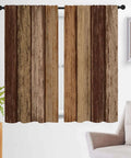 Brown Western Curtains Two Panel Set 42 Inch Wide by 63 Inch Long Dark Rustic Wood Grain Drape in Living Room
