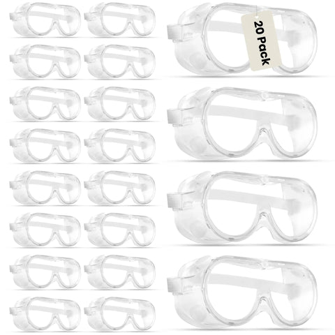 20-pack Ventilated Anti Fog Safety Goggles Eye Protection with Scratch Resistant Coating and Durable PVC Frame for work sites