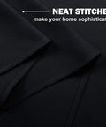Close-up of RV Blackout Window Curtains Set Two Panels 29 Inch Wide Cafe Short Kitchen Drapes with neat stitches and black fabric.