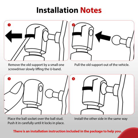 Installation instructions for Heavy Duty Gas Lift Struts For Pickup Truck Camper Shell Smooth Rear Window Canopy Support Set.