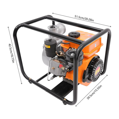Heavy Duty 3 Inch Diesel Water Trash Pump With Powerful 196cc Engine For High Pressure Irrigation And Sump Removal From Rivers Or Reservoirs Featuring Solid Aluminum Build And Superior Flow Capacity For Tough Jobs Around The Farm Or Construction Site