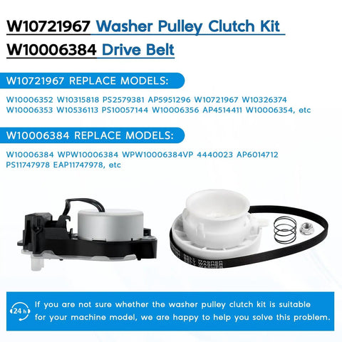 Upgraded Washer Shift Actuator And Pulley Clutch Kit With Easy Install Drive Belt Replacement For Front And Top Load Washers