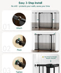 Installation steps for Metal Baby Gate For Doorways And Stairs Extra Wide Fits 29 To 48 Inches Auto Close Walk Through 24 Inch Door