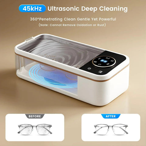 Heavy Duty Ultrasonic Cleaner For Jewelry And Specs With 12oz 304 Stainless Steel Tank, 6 Cleaning Modes And Digital Timer on display