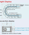 Diagram showing the dimensions of One Meter Openable 18x25mm Low Noise Drag Chain Cable Carrier for 3D Printers and CNC Machines.