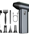 Beast Mode Cordless Air Duster 130000 RPM Turbo Blower With Rechargeable Brushless Motor, accessories, various nozzle attachments.