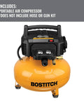 Six Gallon Pancake Air Compressor Kit With Thirteen Piece Accessory Set Including Air Hose Blow Gun Adapter Tire Gauge