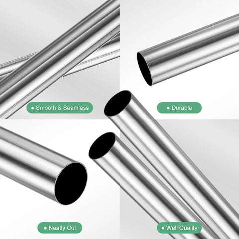 M METERXITY 2-pack 304 stainless steel seamless tubes, 10 mm OD, 0.2 mm wall, 300 mm long