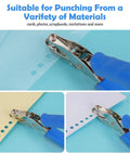 One Hole Paper Punch With Soft Grip Handle One Quarter Inch Hole Puncher For Crafts And Scrapbooks With Mess Tray Six Sheets Capacity Durable Metal Construction Blue punching paper