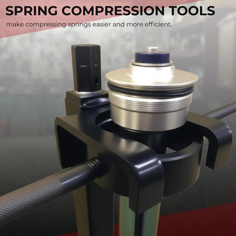 Motorcycle Fork Service Tool Kit With Spring Compressor And Oil Level Gauge For All Fork Types close-up of spring compressor tool