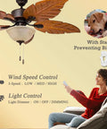 Plug And Play Ceiling Fan Remote Kit With Light Dimmer And 3 Speeds Universal Compatibility displayed with user and fan operation.