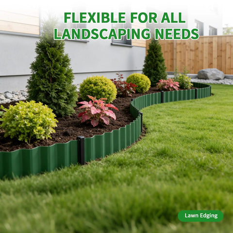 Flexible Landscape Edging Kit 59 Feet With 16 Extra Long Stakes 6 Inch Tall Plastic Border For Yard And Garden Bend To Curves