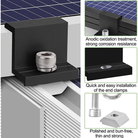 Top Tier 12 Piece Z Shaped Aluminum Solar Panel Mounting Bracket And No Sweat Clamp Kit For 35 Millimeter installed on a roof.