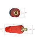 Red component of 315Amp Dinse Style TIG Welding Cable Panel Connector Plug And Socket Set DKJ35-50 DKZ35-50, dimensions shown