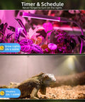 Ultra Slick Smart Power Strip Surge Protector Works Great With Alexa And Google Home Featuring WiFi Outlets That Offer Simple App Voice And Remote Control No Hub Hassle Just Reliable 2 Point 4 Gigahertz Network with plants under grow lights and an iguana in habitat.