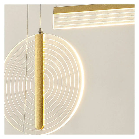 Modern Minimalist Three-Stage Creative Pendant Light Dining Table Indoor Living Room Bar Golden/Black LED Light with circular design.