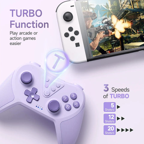 Wireless Bluetooth Gamepad For Switch With Wake Up Support 6 Axis Gyro Turbo Mode Adjustable Vibration Low Latency Pro Controller