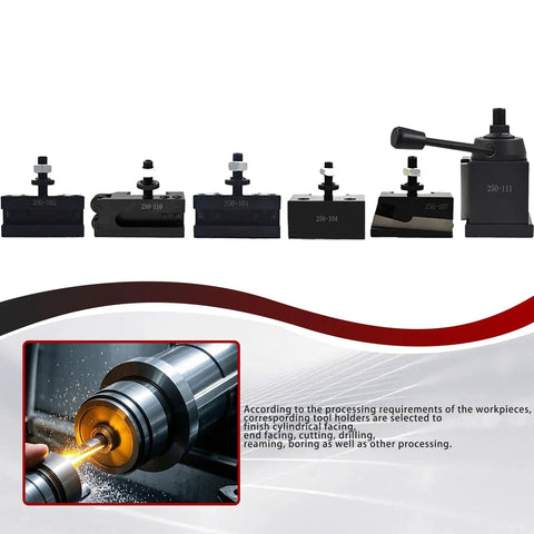 AXA 6-Piece Wedge Type Quick Change Lathe Tool Post Set Pro Grade Built For Precision Boring And Facing Includes 250-111 250-101