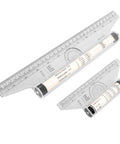 Badass Transparent Rolling Ruler And Drafting Kit For Slick Parallel Lines Precise Protractor Angles Smooth Arc Tracing Multi Function Layout Tool 2 Pack For Creators, Clear rulers measuring 11.81 x 2.55 inches.