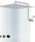 Top Notch 12 Inch Rain Shower Head With Adjustable Extension Arm All Metal 304 Stainless Steel High Pressure Rainfall Shower Head Chrome