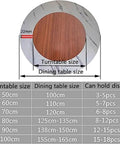 Size guide for White Round Wooden Lazy Susan Turntable For Dining Table 360 Degree Rotating Tray showing measurements and dish capacity