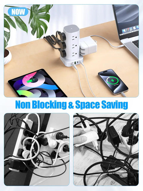 Go To All In One Power Strips With Surge Protection And USB Ports 12 AC Outlets 4 USB Ports 2 USB C 6 Ft Flat Extension Cord