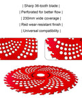 Steel Trimmer Head With 6 Blade Razors And 36 Tooth Brush Cutter Blade 65Mn Steel 230mm red perforated cutting disc