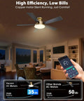 Straight Up Stunning 52 Inch Low Profile Gold Ceiling Fan With Huge LED Light Panel Plus Smart App Remote Control installed in a cozy living room.
