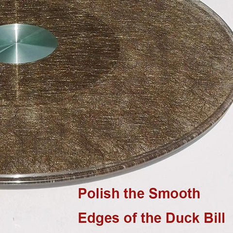 Close-up of Rotating Lazy Susan Glass Turntable for Dining Tables with aluminum base, showcasing smooth edges, 90cm size.