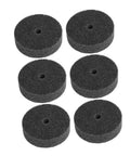 Heavy Duty Nylon Polishing Wheels 6 Pack Fit Most Bench Grinders For Metal Car And Furniture Buffing Plus 10mm Hole Grinding Discs stacked in circular pattern.