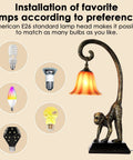 Modern Resin Bronze Monkey Table Lamp For Desk And Nightstand beside multiple bulb options with E26 lamp head