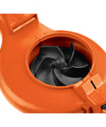 Close-up of anti-clog vortex impeller on 3 In 1 Corded Leaf Blower Vacuum Mulcher With 230 MPH Airflow And 12 Amp Motor BV3600