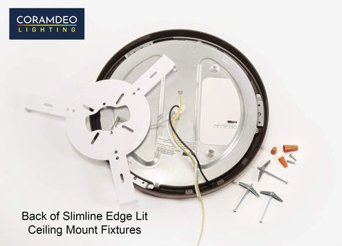 Back of 15 Inch LED Edge Lit Flush Mount Ceiling Light With Dope Color Temperature Switch Dimmable Bronze Cast Aluminum
